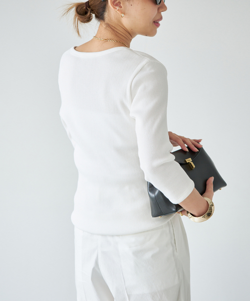 Deuxieme Classe（ドゥーズィエムクラス） tシャツ Rib Open Neck プル