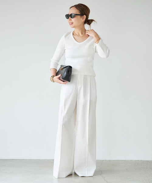 Deuxieme Classe（ドゥーズィエムクラス） tシャツ Rib Open Neck プル