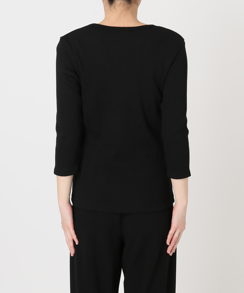 Deuxieme Classe Rib Tシャツ ブラック Deuxieme Classe（ドゥーズィエムクラス） tシャツ Rib Open Neck プル