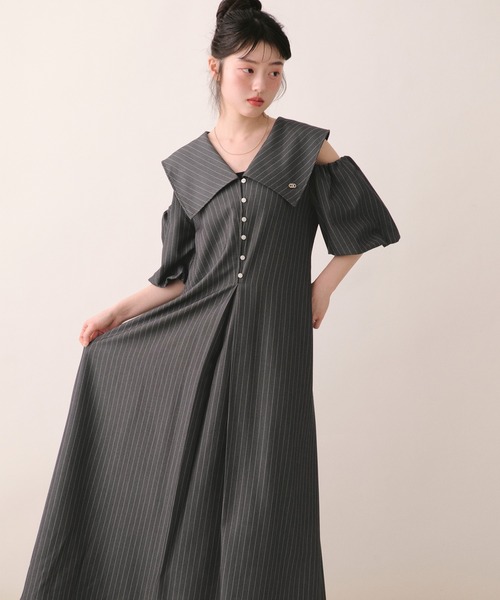 loin nuit ワンピース 夏 半袖 big collar puff onepiece / ビック