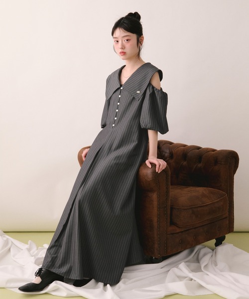 loin nuit ワンピース 夏 半袖 big collar puff onepiece / ビック