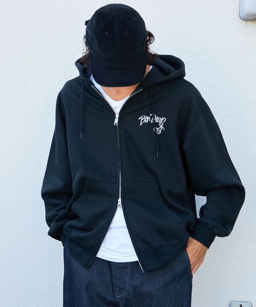 「BEN DAVIS」 ジップアップパーカー LARGE オフホワイト メンズ_画像4