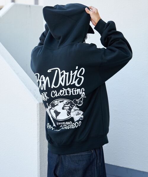 「BEN DAVIS」 ジップアップパーカー LARGE オフホワイト メンズ_画像9