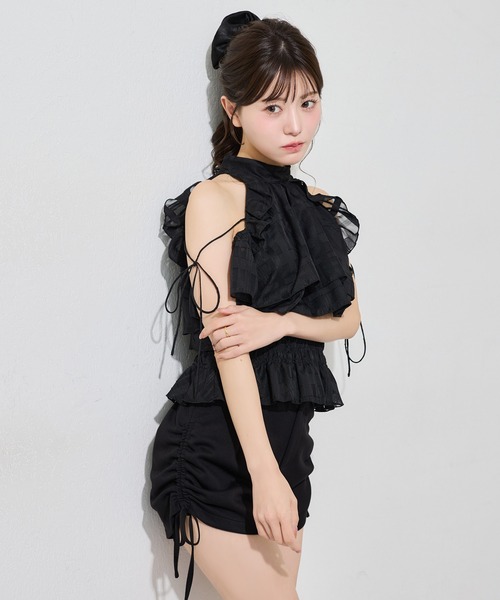 ナイスクラップ サイドドロストショートパンツ ブラック FREE 公式完売商品 one after another NICE CLAUP パンツ サイドドロストショートパンツ