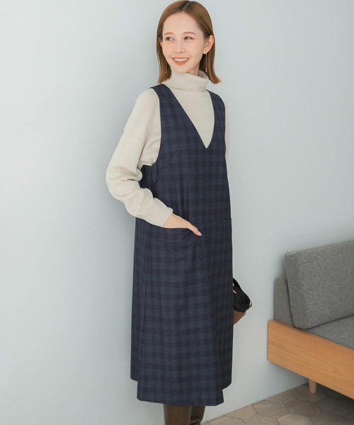URBAN RESEARCH ROSSO ノースリーブワンピース　新品 URBAN RESEARCH ROSSO WOMEN」 ノースリーブワンピース 38 ネイビー