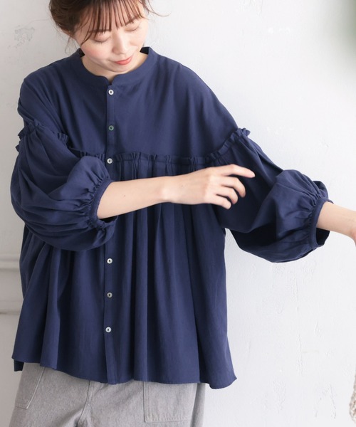 「soulberry」 長袖ブラウス M ネイビー レディース_画像2