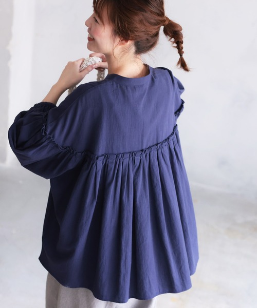 「soulberry」 長袖ブラウス M ネイビー レディース_画像4