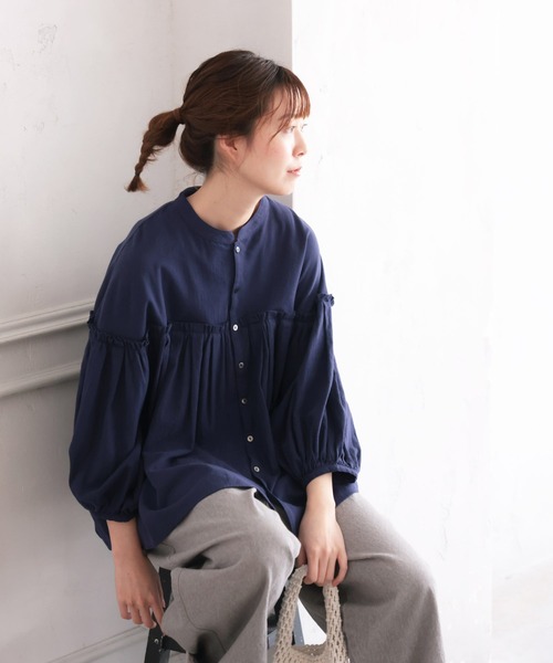 「soulberry」 長袖ブラウス M ネイビー レディース_画像6