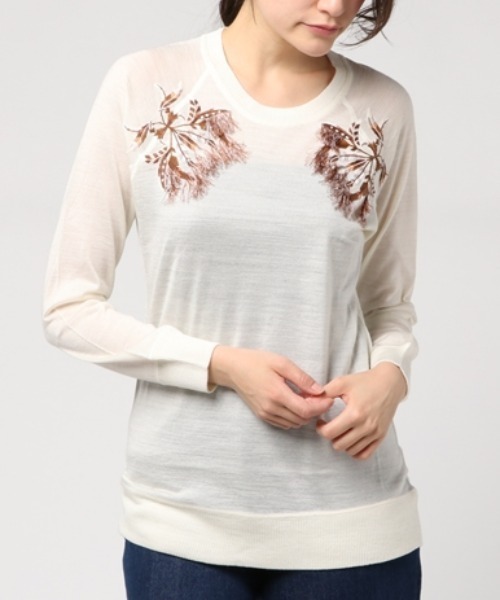 tシャツ M0550 フェザー刺繍 フィールソフトプルオーバー レディース
