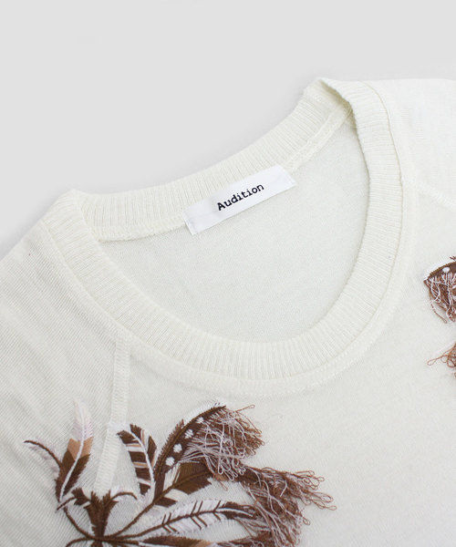 tシャツ M0550 フェザー刺繍 フィールソフトプルオーバー レディース Audition tシャツ M0550 フェザー刺繍 フィールソフトプル