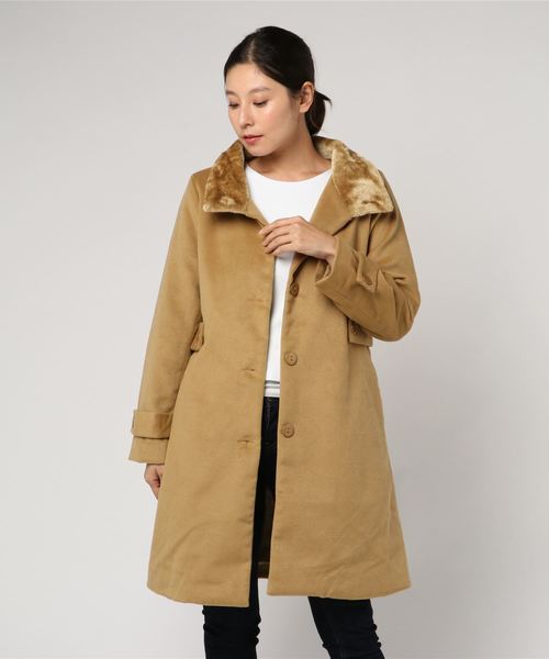 アウター ファー付スタンドカラーフェイクウールコート | GeeRA | 10