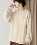 セーター ニット 片畦編み ポケット ルーズク...の詳細画像3