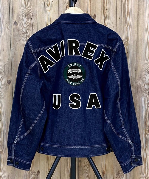 AVIREX デニムジャケット gジャン DENIM WORK JKT VARSITY LOGO
