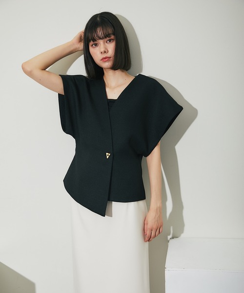 SMILE ORCHID ベスト ジレ ショート丈ノーカラー半袖ジャケット