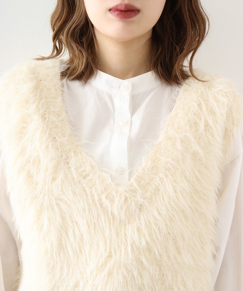 ＆soiree ニット セーター Vネックモヘアライクニットベスト