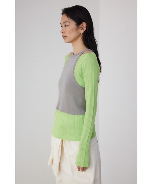 【PLUS】シアーレイヤードニットトップス/レディース/トップス ニット  長袖 ブランド AZUL PLUS AZUL BY MOUSSY 【PLUS】シアーレイヤードニットトップス