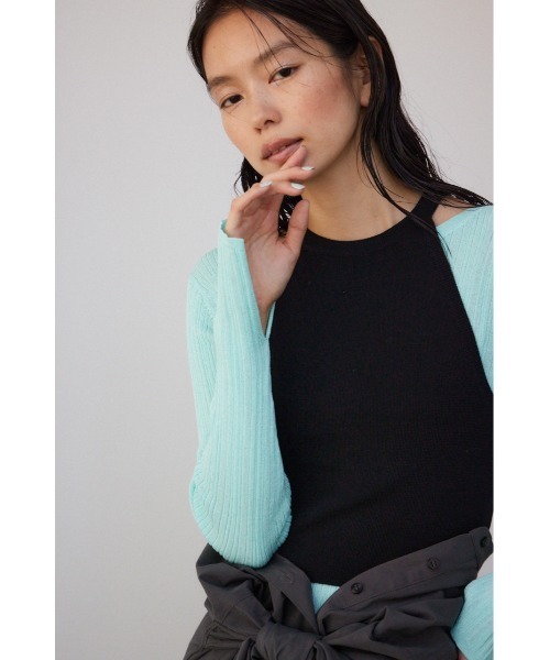 【PLUS】シアーレイヤードニットトップス/レディース/トップス ニット  長袖 ブランド AZUL PLUS PLUS】シアーレイヤードニットトップス（ニット/セーター