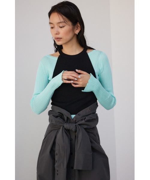 【PLUS】シアーレイヤードニットトップス/レディース/トップス ニット  長袖 ブランド AZUL PLUS AZUL BY MOUSSY 【PLUS】シアーレイヤードニットトップス