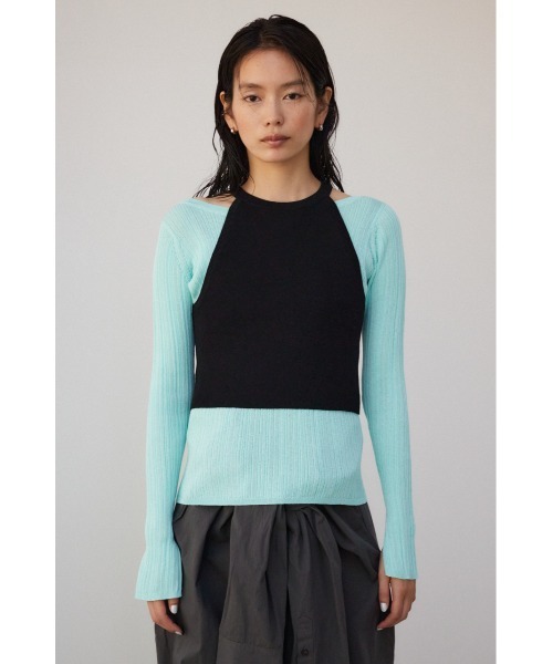 【PLUS】シアーレイヤードニットトップス/レディース/トップス ニット  長袖 ブランド AZUL PLUS AZUL BY MOUSSY 【PLUS】シアーレイヤードニットトップス