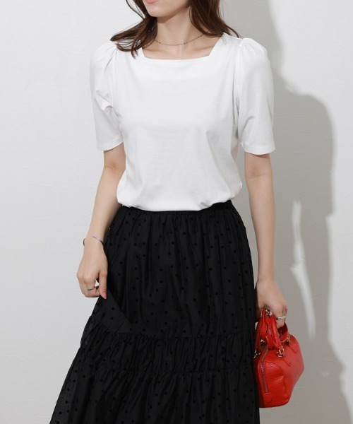 本日SALE♡新品♡定価18,700 BOMBORI パフスリーブカットソー　T Pierrot tシャツ 接触冷感スクエアネックパフスリーブTシャツ