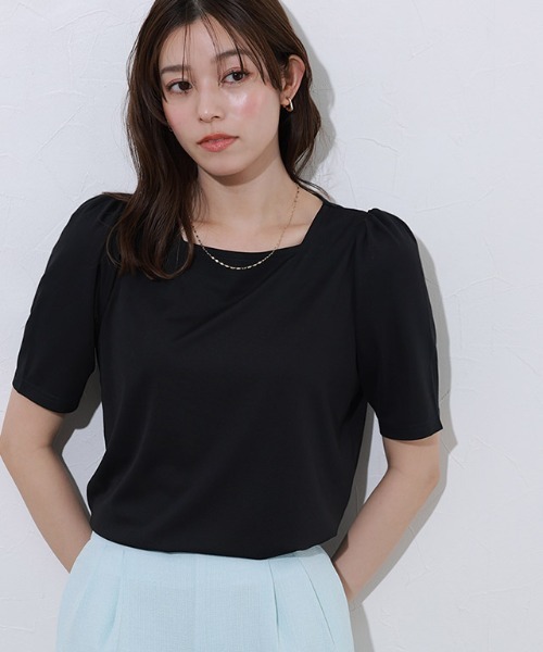 Pierrot tシャツ 接触冷感スクエアネックパフスリーブTシャツ