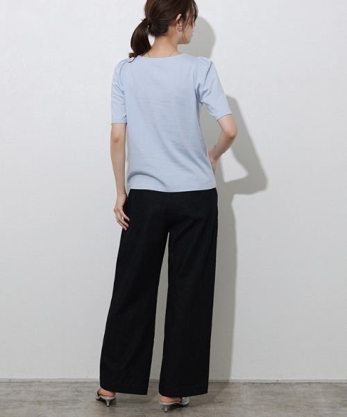 Pierrot tシャツ 接触冷感スクエアネックパフスリーブTシャツ