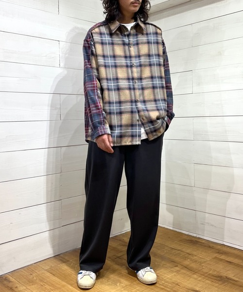 SUPERTHANKS シャツ チェック コンビネーション ネルシャツ