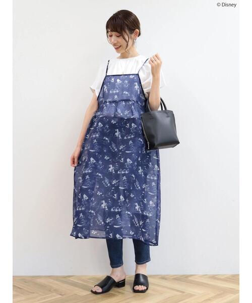 Disney（ディズニー） ワンピース 半袖 総柄シアーキャミワンピース