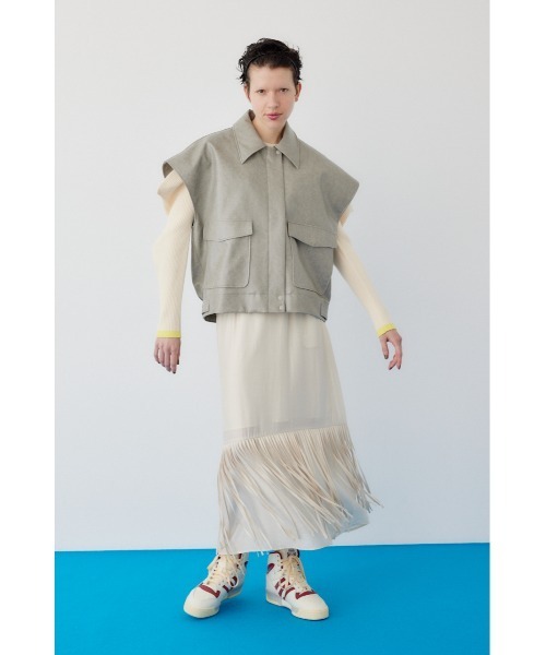 スカート euw fringe high waist skirt fringe high waist skirt / ivory