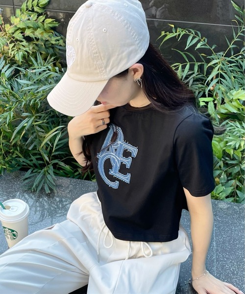 tシャツ デニムコンビネーションTシャツ レディース DENIM COMBINATION T-SHIRT — aulaaila