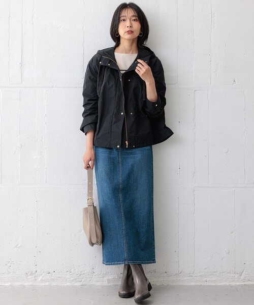 【美品】【23区】24AW　撥水加工洗える ブライトタフタ マウンテンパーカー 23区｜【撥水加工/洗える】ブライトタフタ マウンテンパーカー