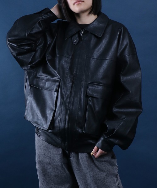 ANPAS ブルゾン アウター Synthetic Leather Vintage-like ANPAS ブルゾン アウター Synthetic Leather Vintage-like