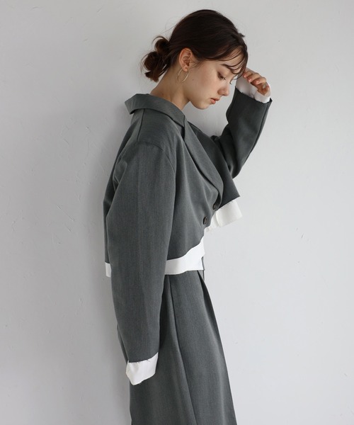 ENC ジャケット テーラードジャケット layered design short