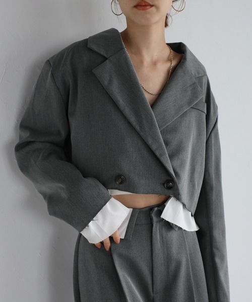 ENC ジャケット テーラードジャケット layered design short