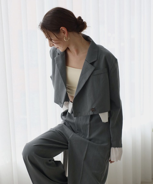 ENC ジャケット テーラードジャケット layered design short