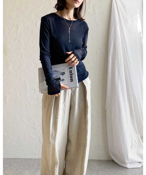 She's Closet tシャツ 指穴付きフィンガーホールクルーネック長袖