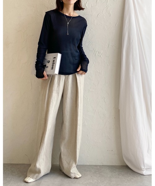 She's Closet tシャツ 指穴付きフィンガーホールクルーネック長袖