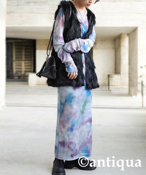 antiqua（アンティカ） ワンピース タイダイ柄シアーワンピース