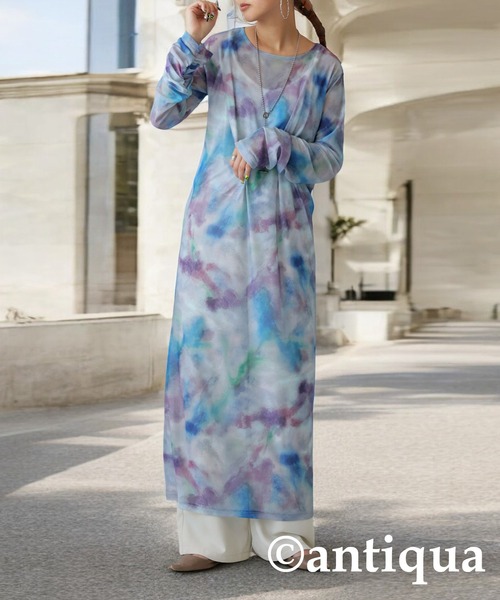 antiqua（アンティカ） ワンピース タイダイ柄シアーワンピース