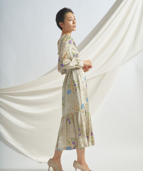 GRACE CONTINENTAL」 長袖ワンピース 36 ベージュ レディース 