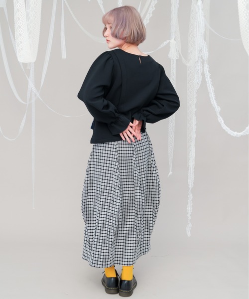yori ダンボールニットチュニック YORI：ネイビー色ダンボールニットチュニック