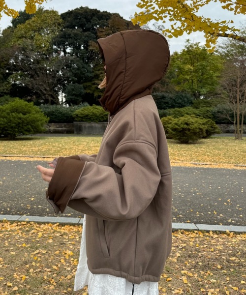 シーセム melton nylon docking hoodie jacket シーセム melton nylon docking hoodie jacket