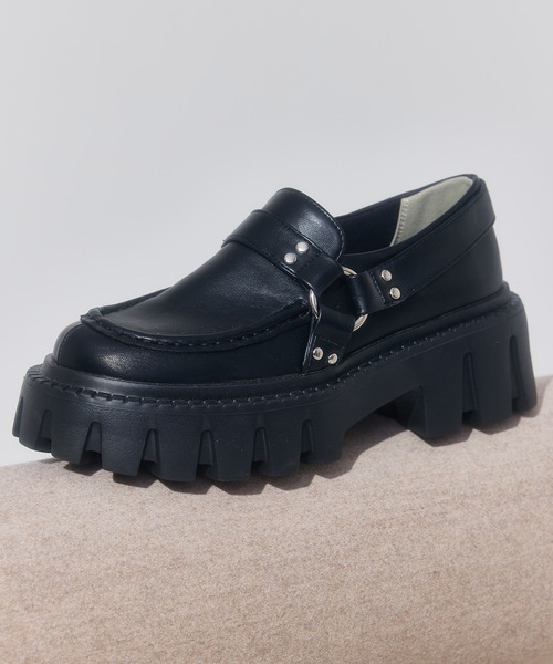 eimy istoire バイカーデザインローファー　ブラック　M バイカーデザインローファー(S BLACK): SHOES