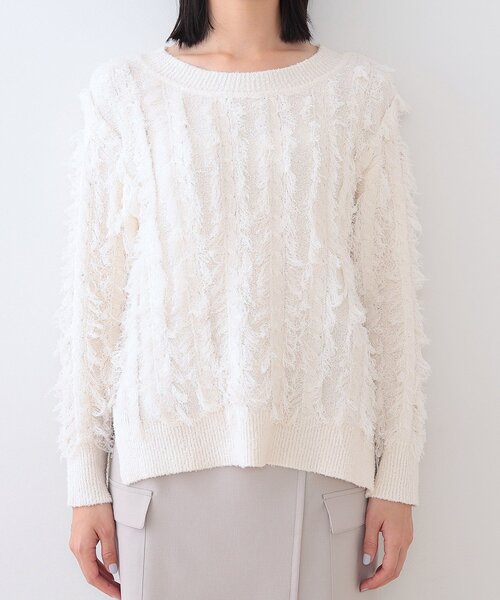 INDIVI（インディヴィ） ニット セーター 「洗える」フリンジ ジャ