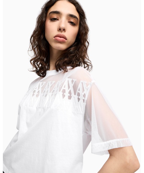 ARMANIアルマーニエクスチェンジロゴ メッシュクロップドTシャツ セール】【A|X アルマーニ エクスチェンジ】AXロゴ メッシュ
