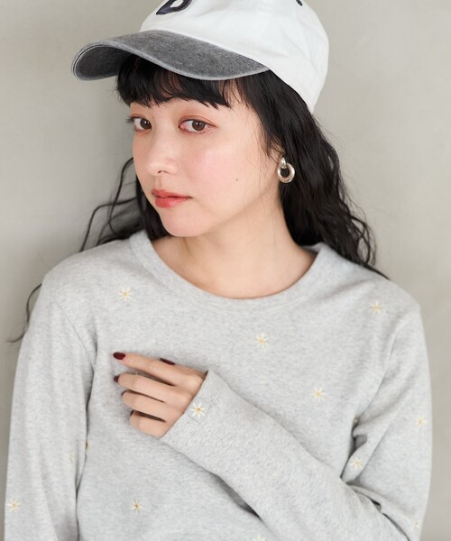 FREAK'S STORE tシャツ ミニデイジー刺繍 ロンT レディース