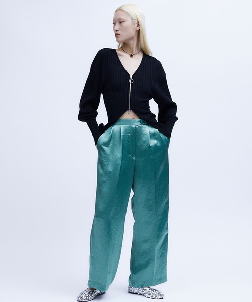 パンツ ACETATE SATIN DOUBLE TUCK WIDE PANTS / アセテートサテンダブルタックワイドパンツ レディース_14