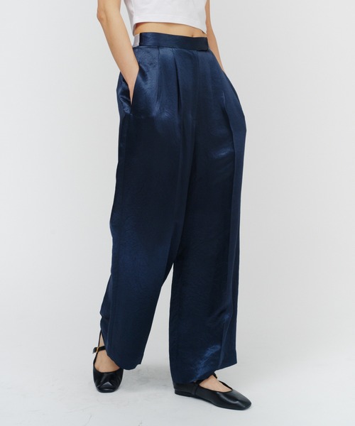 パンツ ACETATE SATIN DOUBLE TUCK WIDE PANTS / アセテートサテンダブルタックワイドパンツ レディース_22