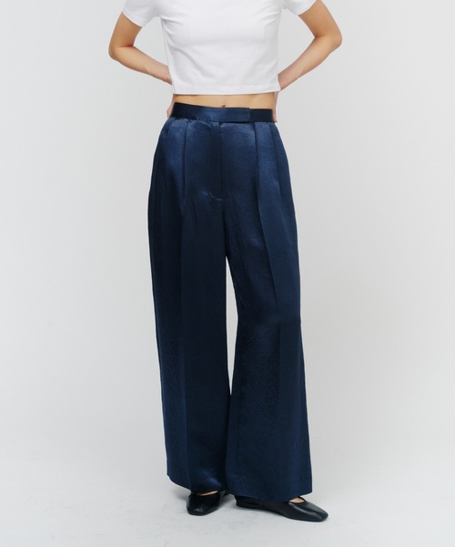 パンツ ACETATE SATIN DOUBLE TUCK WIDE PANTS / アセテートサテンダブルタックワイドパンツ レディース_19
