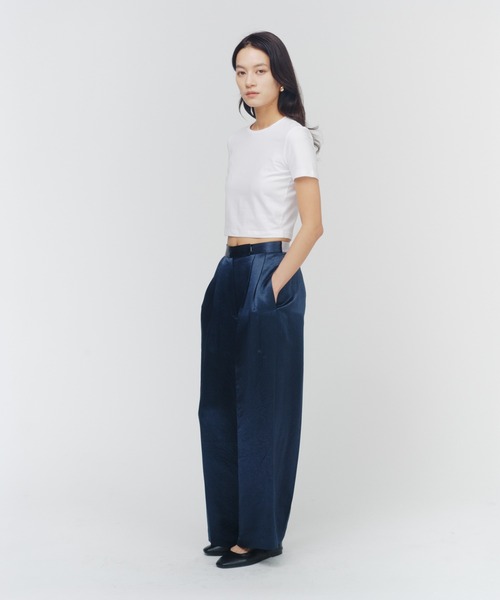 パンツ ACETATE SATIN DOUBLE TUCK WIDE PANTS / アセテートサテンダブルタックワイドパンツ レディース_25